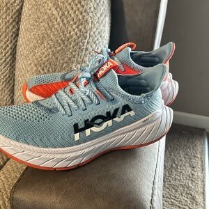 Hoka Kids Light Blue with Orange Accent Sneakers
